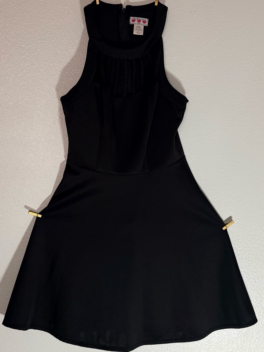 Three Pink Hearts Trixxi Black Fit & Flare Cage Neck Dress L